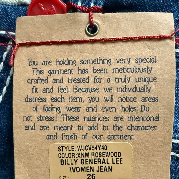 TRUE RELIGION Women’s Billy General Lee Rosewood Jeans Size 26 NWT - Picture 6 of 16